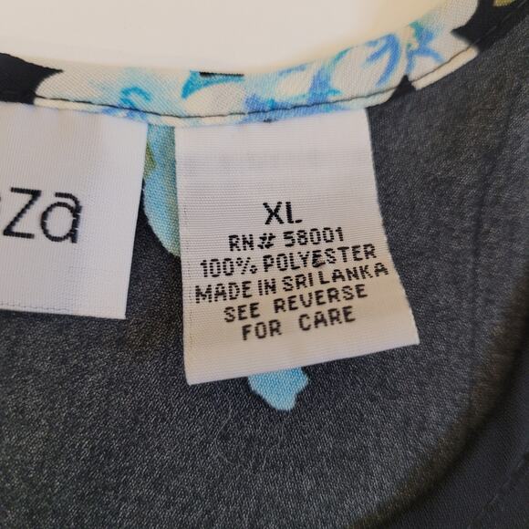 Apparenza 2 Piece Floral Top Set Tank & Sheer Layer Blouse XL Black Blue - Picture 6 of 9